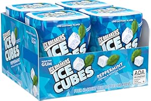 ICE BREAKERS ICE CUBES Chewing Gum, Sugar Free Peppermint, 40 pieces (Pack of 4)