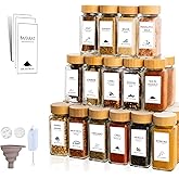 comforder Kruidenpotjes, set, 25 stuks, kruidenorganizer met kruidenstrooier, etiketten trechter, specerijenpotjes, vierkant met deksel, 120 ml, metaal