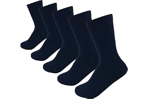 Boys & Girls Unisex Navy-Blue School-Casual Crew Socks 5 Pairs Pack