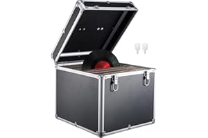 Supernic Vinyl Record Storage 12" 100pcs Singles Carry Case - Heavy Duty Safe Box Holder DJ Box Lockable Flight Case Holds (Black)