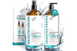 ArtNaturals Magnesium Oil Spray 340g + Body Lotion Set 227g - Extra Strength Ultra-Pure Soothing Relief & Relaxation for Better Sleep, Muscle Health Leg & Joint Care W/a Less Itch, Non-Greasy Formula
