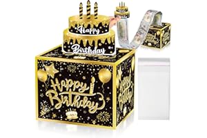 Ninnyi Surprise Birthday Money Box Cash Gift Pull, Ideas Drawer DIY Cake with Pop Up Card