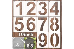 BTORER BTORER BTORER 10inch 0 to 9 Large Number Stencils Set, 10Pcs Reusable Curb Address Number Stencils for DIY Projects