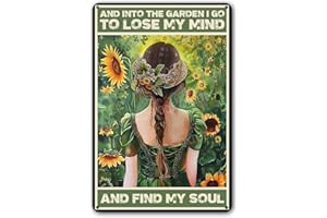 QKIODS Letrero de metal de aluminio con texto en inglés "And Into The Garden I Go To Lose My Mind And Find My Soul Funny Aluminum Metal Sign for Home Living Room Garden Yard Outdoor Wall Decoration, 20.3 x