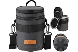 TARION Objektivtasche Objektivbeutel mit Hartschalenboden, Stoßfest, Wasserabweisend Kamera Objektiv-Schutztasche für Canon, Nikon, Pentax, Sony, Olympus Objektive(Dunkelblau Größe L)