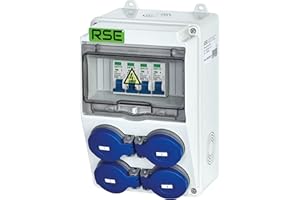 RSE Distribuidor de flujo de construcción, divisor de pared, totalmente cableado, 230 V, con enchufe con contador, IP65, 4. 4 x 230 V con LS