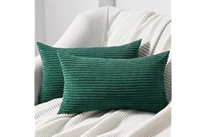 Topfinel Funda Cojin Sofa de Pana para Decoración Hogar Vintage,Cojin Navidad Verde Oscuro para Sofa,Cama.Fundas Cojines 30x50 Decoración Salon Modernos 2 Piezas.