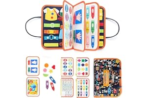 Anevios Busy Board per Bambini, Pannello Sensoriale Bambini Montessori, Giocattoli Educativi Giochi Sensoriali per 3 4 5 6 Anni, Abilità Base di Vita Toy con Puzzle, Cerniere, Fibbie