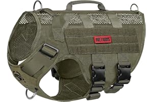 OneTigris Aire Mesh Arnés Táctico Sin Tirones para Perro Mediano, Diseño de Malla Transpirable Militar Molle Con Asas, Chaleco de Servicio para Caminar