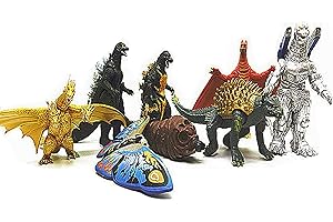 MINGZE New Celebration 8pcs King of Monsters Godzilla Monsters Action Figure Toys, 3-16cm Birthday Dinosaur Model Set Toys Mosla Quidola Decoration