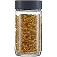 CELLO Modustack Glassy Storage Jar | Glass Jar with Lid | Air Tight Steel Lid and Stackable | For Storage of Food, Pulses, Spice, Cereals, Cookies, Dry Food | 2000ml, Grey