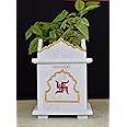 OBRAWAL Marble Mini Tulsi Pot | Tulsi Planter | Gardening Tulsi Planter | White Marble - 10x7x7 inch, Approx. [HxLxW]