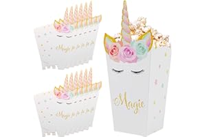 INHEMING Popcorn Boîtes,Licorne Popcorn Conteneurs,Bonbons Gâteries Conteneur pour Enfants Anniversaire Licorne à Thème Party Supplies, 12 pcs