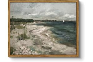 ARPEOTCY Leinwand Bilder mit Rahmen, Vintage Wandbilder, Klassisch Wand Deko Wohnzimmer Schlafzimmer Badezimmer Küche, Bauernhaus Zimmer Deko Aesthetic, Küsten Landschaft Painting, 20x25cm, klein