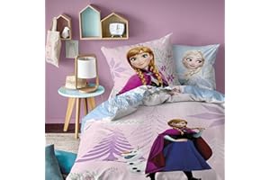 ‎FAMILANDO Disney Die Eiskönigin Bettwäsche Set 135x200 80x80 cm für Winter - Frozen Mädchenbettwäsche mit Anna und ELSA - 100% Baumwolle Flanell Reißverschluss - Kuschelig weich & wärmend - Öko Tex