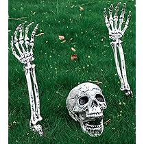 Halloween Skelett Dekoration - 3-teilig Mit Schädel & Händen, Garten & Party Deko