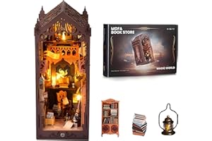 shrike Book Nook Kit Casa delle Bambole Magica Fai Da Te Booknook, Kit Casa Miniatura, Puzzle 3D in Legno, Illuminazione a LED, Regalo Decorativo per Libreria