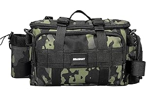 Seaknight Angeltasche mit einer Schulter, Karpfenangeln, Tasche, Seefischtasche, Camouflage, Outdoor-Tragetasche, Wandern, Reisen, Größe S: Camou-Grün/39 x 16 x 19 cm, Angeltasche