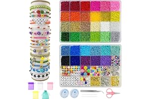 LALATOK 2 Scatole di Perline per Bracciali, Perline Colorate 36 Colori 18000 Perline per Braccialetti 3mm Mini Perline Kit Braccialetti con Lettere Perline per Gioielli Fai da Te Collane