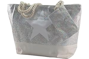 Ropo22 Bolsa Playa Grande Impermeable. Bolsa de Playa con Forro Antiarena de Lona con Cremallera y Neceser Exterior. Bolso Playa y Piscina con Asas de Cuerda. Bolso Grande Mujer, Gimnasio, Picnic