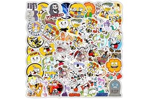 Hilloly Pegatinas de la Cuphead, 100 PCS Cuphead Pegatinas Pegatina Cuphead de Lindos Cuphead de Vinilo para Botella de Agua para Ordenador Portátil
