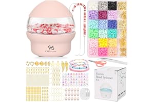 PP OPOUNT Spinner Eléctrico Rosa con 3960 PCS de Cuentas de Arcilla, Hilandero Eléctrico para Cuentas de Arcilla, Spinner de Cuentas Rápida para DIY Bracelet Arte y joyería-Making (Patentado)