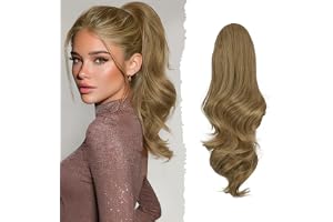 Sofeiyan Naturlig förlängning hästsvans, 41 cm hårstycke för hästsvans | Blond askblond lång och vågig hästsvans med klämma, syntetisk Ponytail-hårklämma för kvinnor