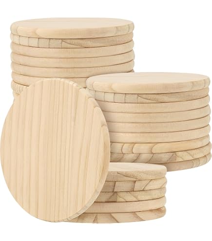 Virsus Dischi Sottobicchieri in Legno Naturale VE001, Diametro 10 cm, Dischi in Legno Grezzo per creare Decorazioni Natalizie, Fai da Te, Segnaposto, Ideali per Intagliare, Disegnare, Dipingere (12