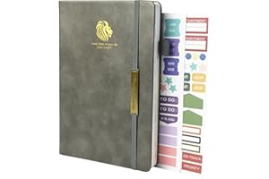 EARNING POWER 2024 Diary Planner, 2024 Diary A5 Page A Day, Year Daily Calendar Planner, Complete Business Planner, Agenda and Journal Organiserwith Pen Loop,Sticker and Inner Pocket, 21x14.5cm（Grey)