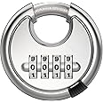 Puroma Combination Lock, Stainless Steel Disc Padlock with Hardened Steel Shackle, Keyless Heavy Duty Combo Lock for Outdoor Sheds Fence, Gate Hasps, Storage Unit, School Gym Locker (1 Pack, ‎Silver)