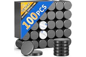 Grtard 100Pack Small Round Magnets Disc Magnets for Crafts, 25x3mm Ceramic Magnets Crafts Magnets with Adhesive Backing, Perfect for Refrigerator Button DIY Cup Craft Hobbies, Science Projects