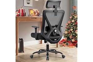 DoChair Silla Oficina Ergonómica, Silla Escritorio de Malla con Soporte Lumbar y reposabrazos Ajustables, Silla Giratoria Ejecutiva con Respaldo Alto y Cómodo para la Oficina en Casa Negro