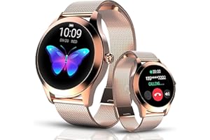 LUNIQUESHOP 2024 Nowy okrągły smartwatch damski z funkcją telefonu, asystent głosowy, mały, okrągły, 1,19" SpO2, monitor tętna, monitor ciśnienia krwi, monitor snu, Whatsapp, zegarek damski z systemem