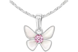 CLEVER SCHMUCK Ensemble petit pendentif en argent pour enfant,Mini papillon,8x10 mm,En argent sterling 925,Dans un étui rose