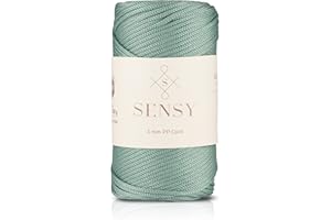 S SENSY Sensy Premium 3 mm 120 Meter Polyester-Seil, 100% Polypropylen-Kordel, Makramee-Kordel, 3 mm Häkeltaschen-Kordel, Makramee-Seil, Häkelgarn, Geschenk für Stricker (Salbei)