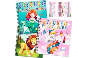 TCJJ 3 Pcs Unicorn Stickerbüch für Kinder 4-10 Jahren, 30 Bilder Stickerbuch Mädchen nach Nummer, Kinder Stickerbücher zur Verbesserung der Intelligenz, für Weihnachtsgeschenke, Schule
