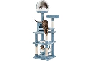 Yaheetech 155cm Tall Ocean-themed Cat Tree, Multi-Level Cat Tower W/Shark's Mouth-shaped Condo, Fish-shaped Platform, Scratching Posts, Cat Scratching Tree Play Tower for Big Cats