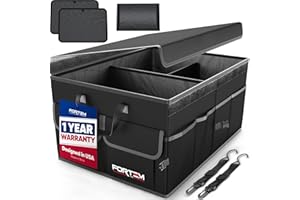 FORTEM Car Boot Organiser, Collapsible Multi Compartment SUV Organizer, Foldable Storage for Car Accessories for Women Men, 600D Oxford, Non Slip Bottom, Securing Straps, Soft Cover (65L)