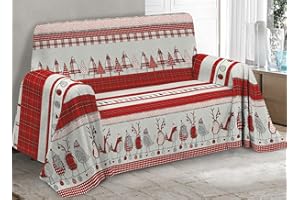 SPAZIOTESSILE Teli Arredo Copritutto Copridivano Copriletto Montagna Rosso 0P Panama Cotone (Oliver, 260x280)