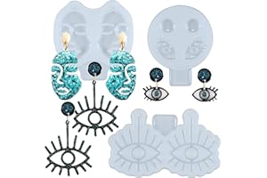FUNSHOWCASE Pendientes de resina epoxi con agujeros para colgar, diseño de cara de dama, con 3 unidades