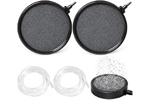 yolzhxe 2 st syresten för dammar, 10 cm syresten skiva | 4 mm/8 mm slang, kan anslutas med 2 stycken 2 m 4 mm slang, kvartsluftsten akvarium för akvarier och prydnadsdammar