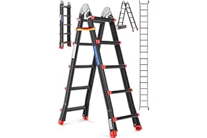 MASKO® scala in alluminio rampa multiuso 5,10m 4x5 pioli Struttura telescopica ✓ multifunzione ✓ scala pieghevole ✓ Sistema di accesso estensibile ✓ di prolunga ✓ telescopico da salita