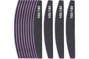 FRENDOUR Nail Files, 12Pcs Professional Nail Files Set,100/180 Grit Double-Sided Emery Board Nail File, Washable Nail Files Tools for Manicure (Black)