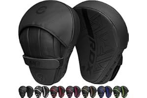 ‎RDX RDX Handpratzen Boxen MMA Kampfsport Training, Maya Hide Leder, Schwarz Boxpads Schlagpolster Kickboxen Boxpratzen, Handschlagpolster Trainerpratzen Boxing Pad, Schlagkissen Muay Thai Taekwondo Karate
