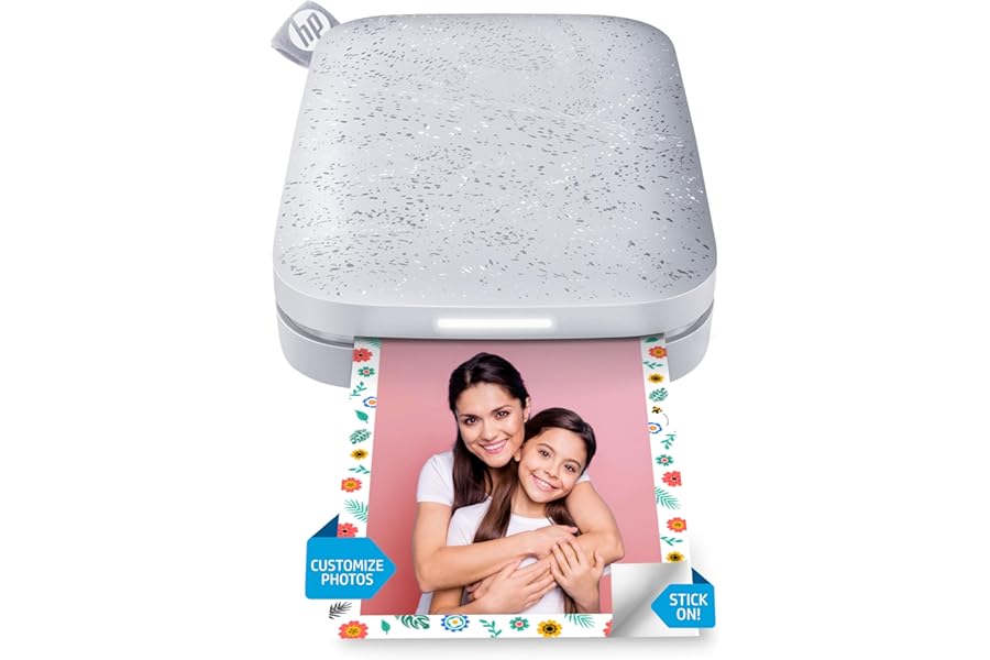HP Sprocket 2x3 (5.1x7.5 cm) Instant Smartphone Photo Printer, Portable Color Wireless Mobile Printer, Zink Sticky-Back Photos, Print from App on Compatible iOS & Android Devices with Bluetooth, White