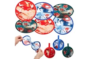 Namalu 6 Pcs Round Folding Handheld Fan Portable Japanese Style Summer Foldable Fan for Wedding gift outdoor Games decor Festival Party Favors(Vivid Colors,Japanese Crane)