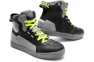 REBELHORN Vandal II Stivali da Moto Uomo e Donna | Pelle Traforata | Protezione Caviglia, Punta e Tallone | Cerniera Lunga | Suola Rinforzata | Taglie fino alla 48