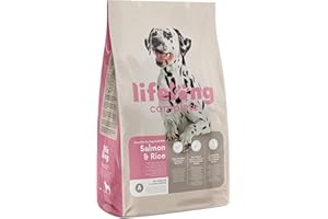 Marca Amazon - Lifelong - Alimento seco completo para perros adultos con salmón y arroz, 5 kg (Paquete de 1)