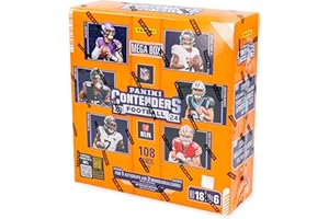 2024–25 Panini Contenders NFL-Fußball-Mega-Box, offizielle Sammelkarten, Autogramme, Parallelen und Einsätze, versiegelte Einzelhandelsbox