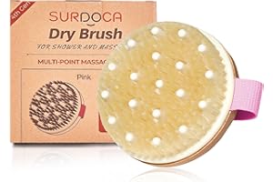 SURDOCA Spazzola per il corpo a secco per drenaggio linfatico, scrub per il corpo bagnato e asciutto, spazzola esfoliante naturale, rosa
